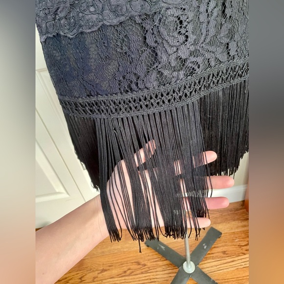 Free People Black Shift or Slip Dress w/ Lace Details Size 4 - Picture 9 of 12